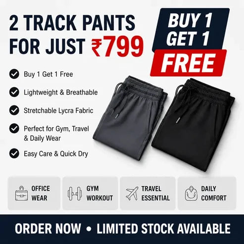Premium Men's High Stretch Lycra Pants Combo (Black + Grey)