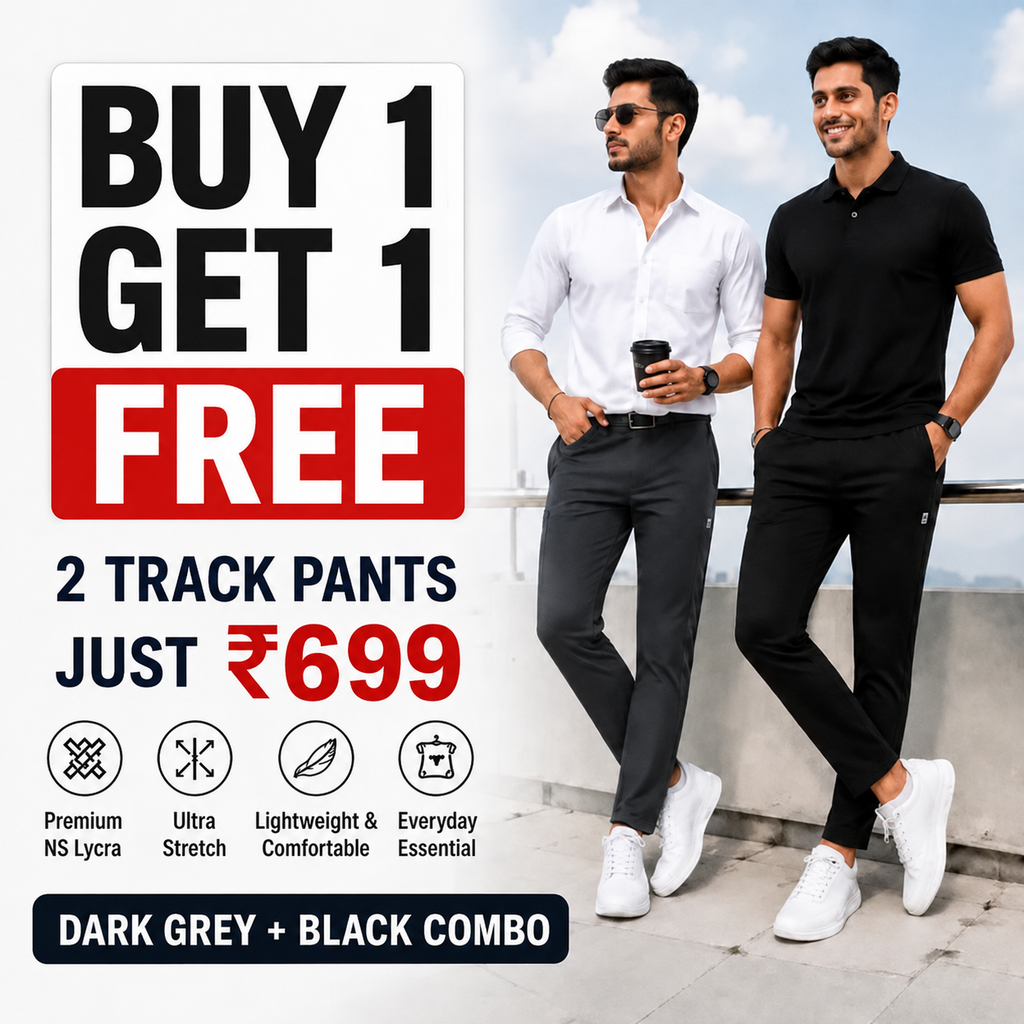 Premium Men's High Stretch Lycra Pants Combo (Black + Grey)