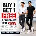 Premium Men's High Stretch Lycra Pants Combo (Black + Grey)