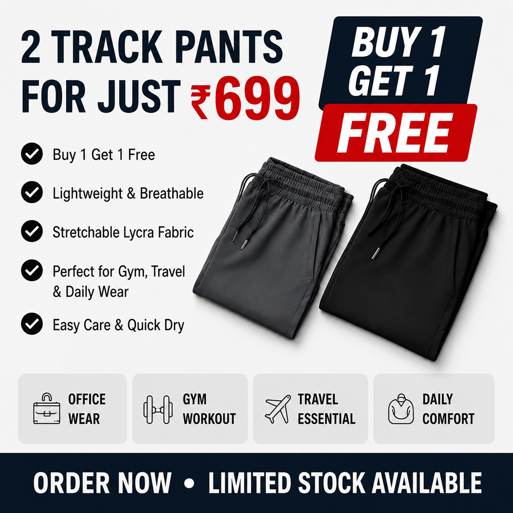 Premium Men's High Stretch Lycra Pants Combo (Black + Grey)