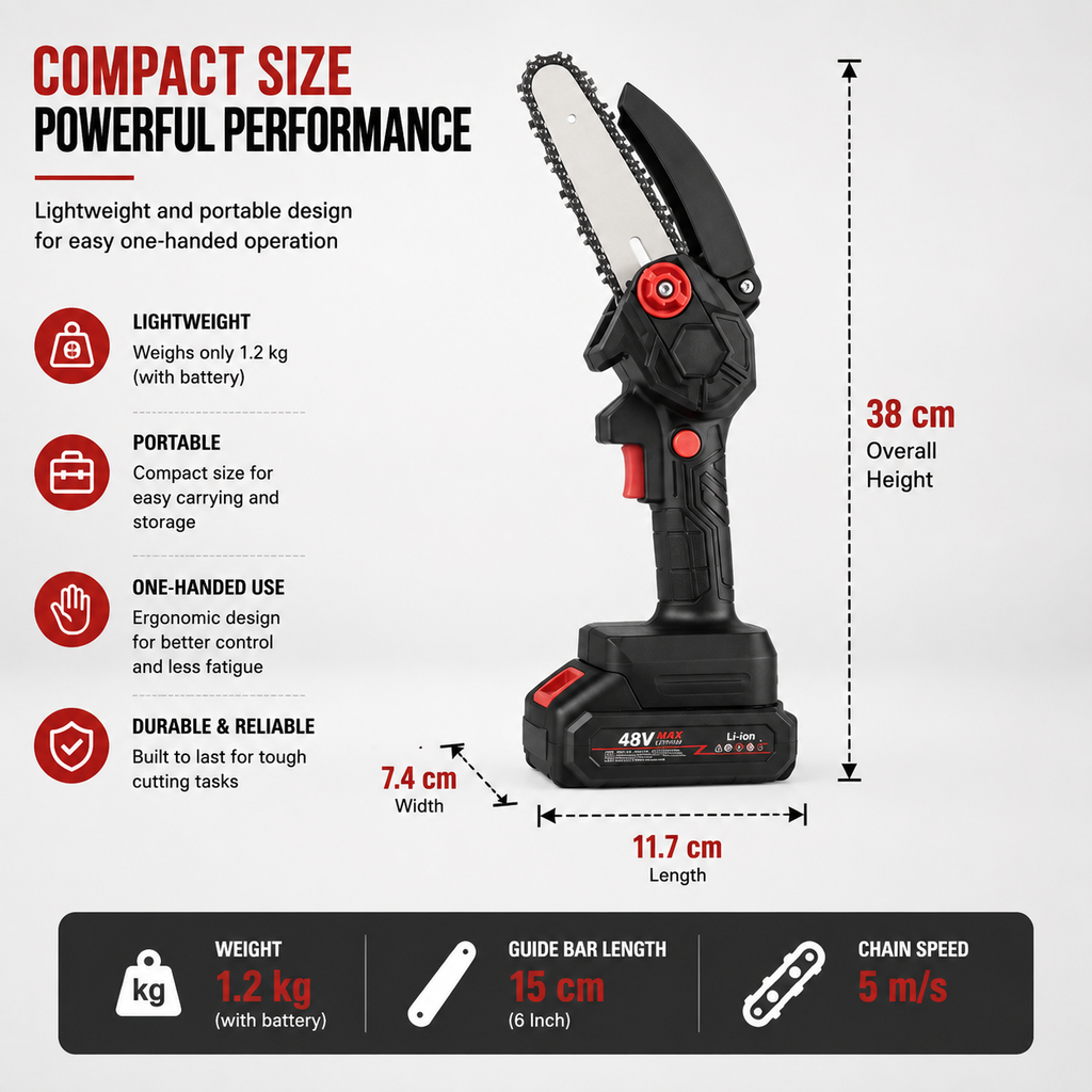 Electric Cordless Chainsaw – Powerful & Portable Wood Cutter