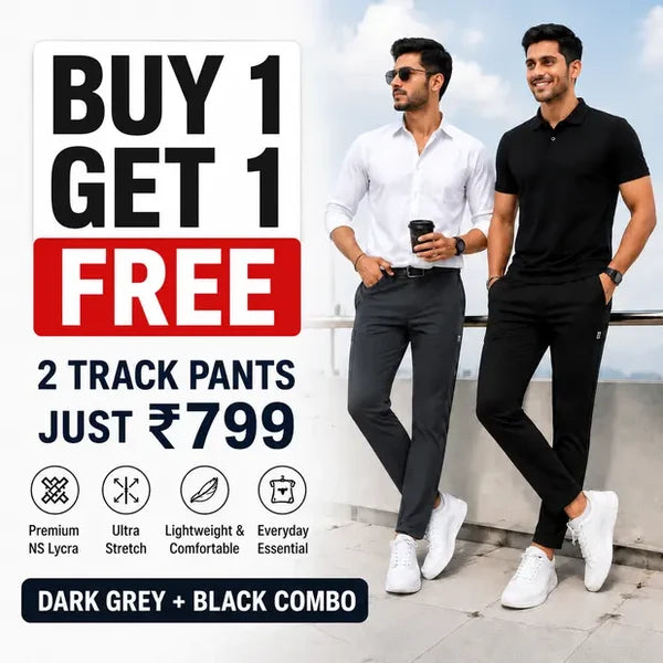Premium Men's High Stretch Lycra Pants Combo (Black + Grey)