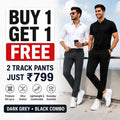 Premium Men's High Stretch Lycra Pants Combo (Black + Grey)