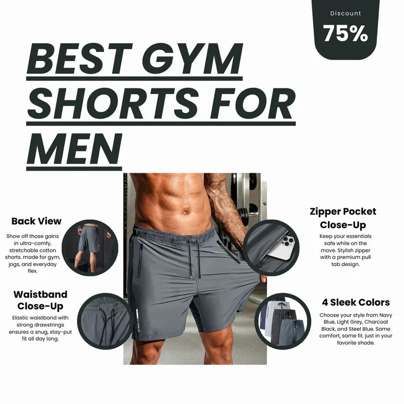 Men's Stretchable Cotton Shorts Buy 2 Get 2 Free