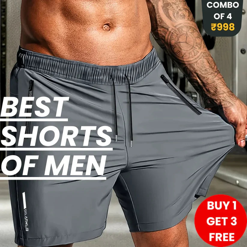 Men's Stretchable Cotton Shorts Buy 2 Get 2 Free